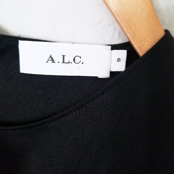 A.L.C. Linen Blend Twist Belted Mini Shift Dress 8 Short Sleeve Black Pocket LBD - Picture 4 of 15
